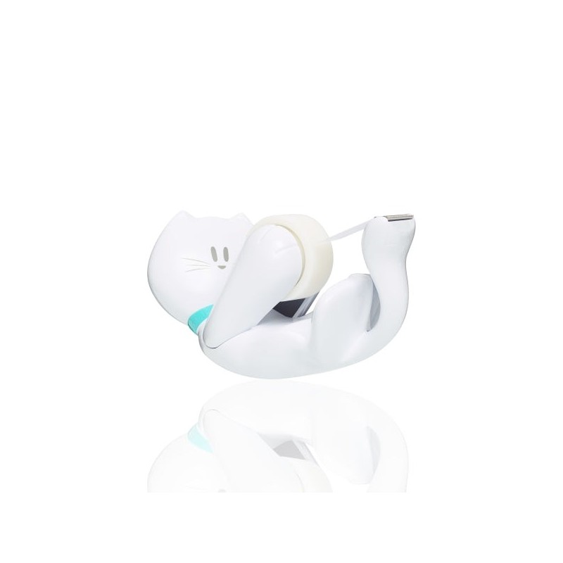 Scotch Magic Tape Dispenser - Cat Shape - Includes 1 19mm x 8.89m Roll - White
