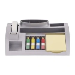 Post-It Index Organizador de Secretária - Inclui Bloco de Notas, Marcadores e Fita Adesiva - Forma - Cor Cinzento