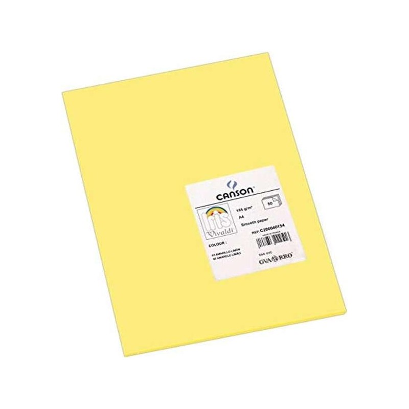Canson Guarro Paquet de 50 Papier Cartonné Iris A4 185g - 21x29,7cm - Coloris Jaune Citron