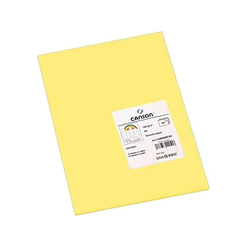 Canson Guarro Paquet de 50 Papier Cartonné Iris A4 185g - 21x29,7cm - Coloris Jaune Citron