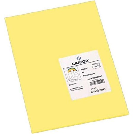 Canson Guarro Pack of 50 Iris Cardstock A4 185g - 21x29,7cm - Lemon Yellow Color