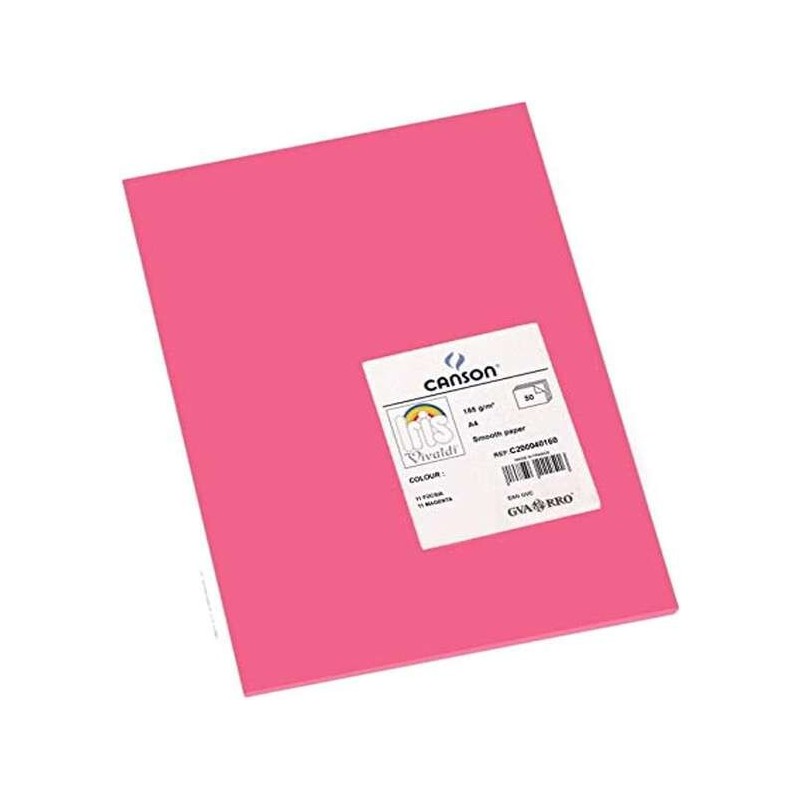 Canson Guarro Pacote de 50 cartolina Iris A4 185g - 21x29,7cm - Cor Fúcsia