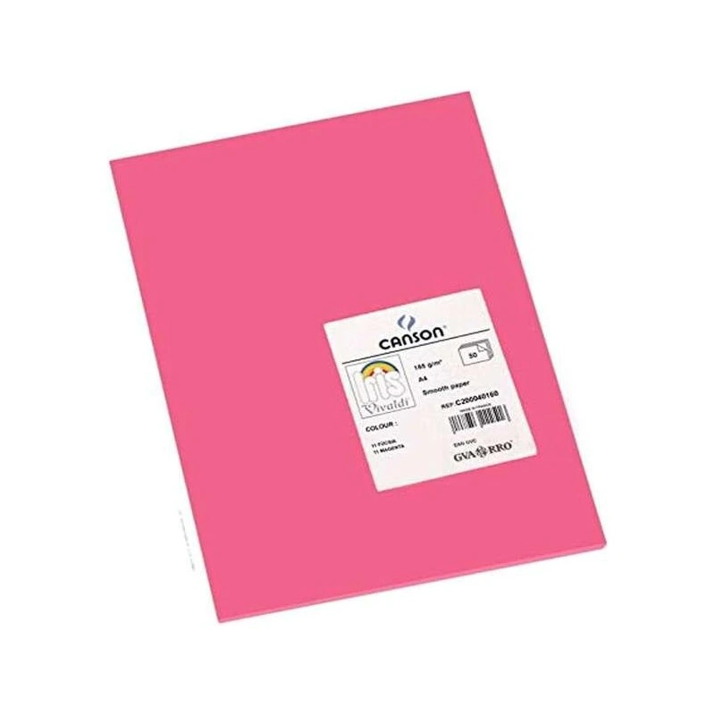 Canson Guarro Pacote de 50 cartolina Iris A4 185g - 21x29,7cm - Cor Fúcsia