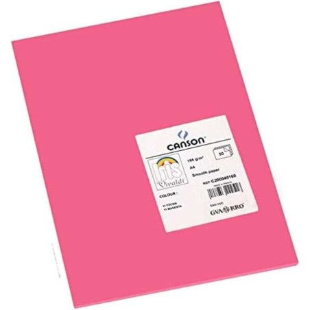 Canson Guarro Pacote de 50 cartolina Iris A4 185g - 21x29,7cm - Cor Fúcsia