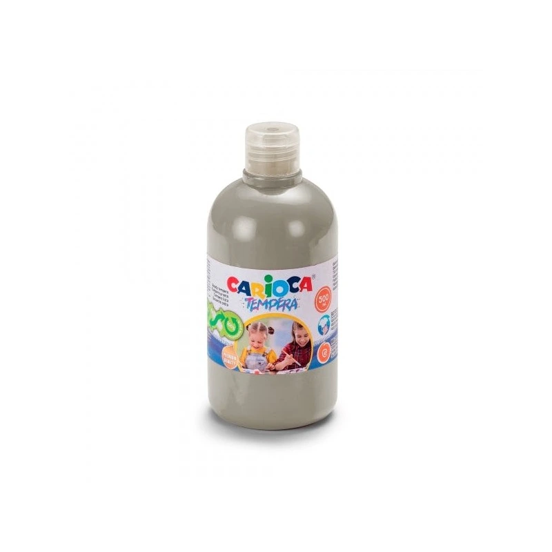 Carioca Botella de Tempera 500ml - Superlavable - Facil de Mezclar - Alta Opacidad - Color Plata