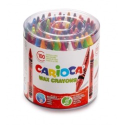 Carioca Pack de 100 Crayons - Couleurs Vives - Lavables - Corps Ø 8mm - Couleurs Assorties