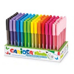 Carioca Fiorella Expositor com 120 Esferográficas de Cor Tinta Gel - Ponta de Esfera 1mm - Corpo Transparente de Cores - Cores