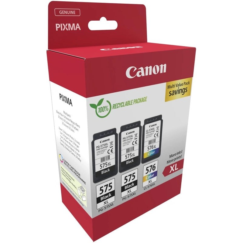 Canon PG575XL/CL576XL Multipack de 3 Cartuchos de Tinta Originales - 5437C004