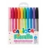 Carioca Fiorella Pack de 10 Stylos à Bille de Couleurs Encre Gel - Pointe Bille 1mm - Corps Transparent Fluo - Couleurs
