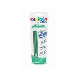 Carioca Oops Pack of 3 Refills for Erasable Pen - Thermosensitive Ink - 0.7mm Tip - Compatible with Oops Pen - Green