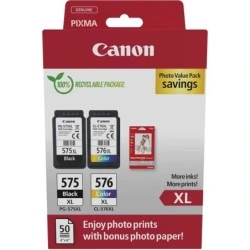 Canon PG575XL/CL576XL Multipack de 2 Cartuchos de Tinta Originales + 50 Hojas de Papel Fotografico - 5437C006