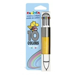 Caneta Esferográfica Carioca Vintage 10 Cores - Caneta Esferográfica Automática - 10 Cores em uma Única Caneta - Ponta 1mm