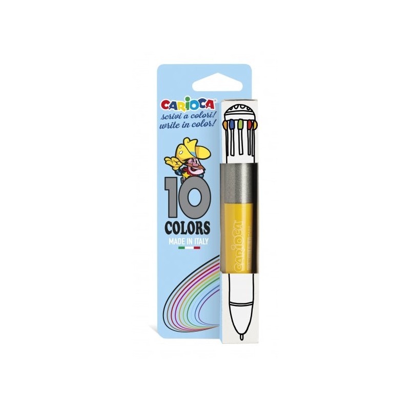 Caneta Esferográfica Carioca Vintage 10 Cores - Caneta Esferográfica Automática - 10 Cores em uma Única Caneta - Ponta 1mm
