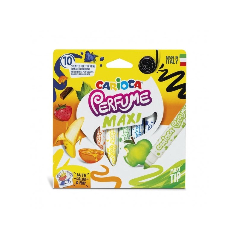 Carioca Perfume Maxi Pack de 10 Marcadores - Tinta Perfumada - Lavável - Livre de Substâncias Alergénicas - Aromas Naturais