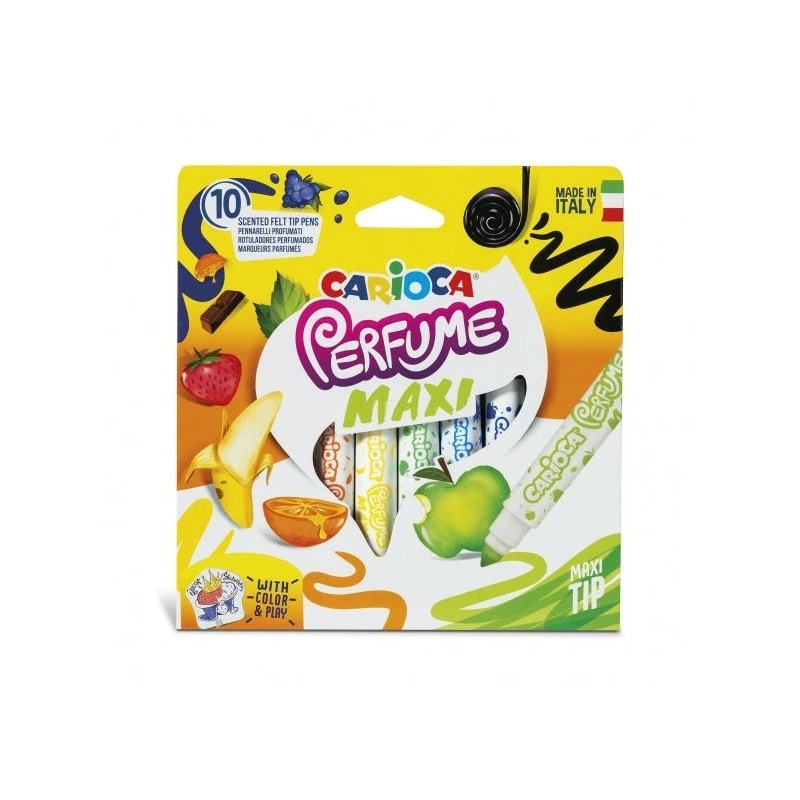 Carioca Perfume Maxi Pack de 10 Marcadores - Tinta Perfumada - Lavável - Livre de Substâncias Alergénicas - Aromas Naturais