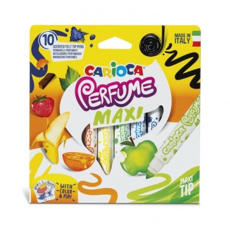 Carioca Perfume Maxi Pack de 10 Marcadores - Tinta Perfumada - Lavável - Livre de Substâncias Alergénicas - Aromas Naturais