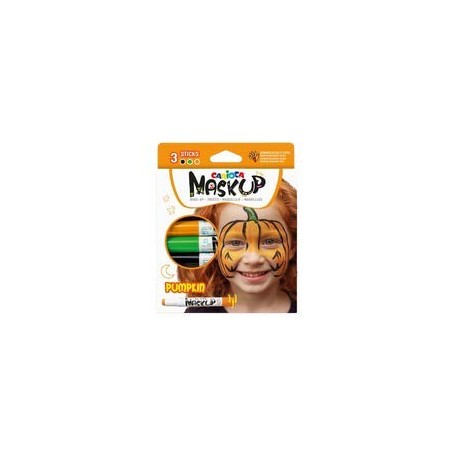Carioca Mask Up Pumpkin Pack of 3 Skin Colors - Bright Colors - Washable - Water Based - Includes Two Step-by-Step Tutorials