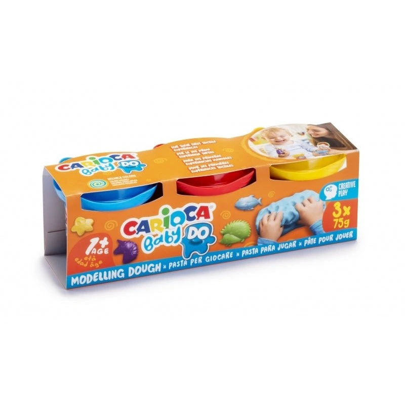 Carioca Baby Do Pack de 3 Pastas de Modelar - Super Ligera - Elastica - Maleable - Ideal para Primeras Experiencias Tactiles