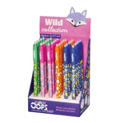 Carioca Wild Collection Oops Display with 30 Erasable Pens - 0,7mm Tip - Fun Animal Designs