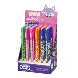 Display Carioca Wild Collection Oops com 30 Canetas Apagáveis ​​- Ponta 0,7mm - Desenhos de Animais Divertidos