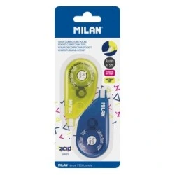 Milan Acid Pocket Pack de 2 Fitas Corretoras - Apresentação em Blister - 2mm x 5m - Cor Amarelo