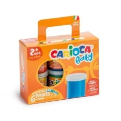 Carioca Tempera Baby Pack de 6 Frascos de Tinta de Dedos 2+ - Lavável - Atóxica - sem Cheiro - Máxima Criatividade e Diversão