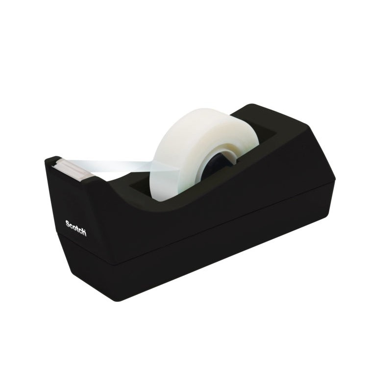 Scotch Tape Dispenser - Non-Slip Base - 100% Recycled Plastic - Tape Not Included - Black