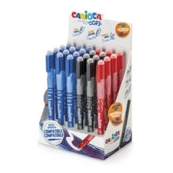 Carioca Oops Display of 24 Erasable Pens - Thermosensitive Ink - Ergonomic Triangular Grip - Ø0.7mm Tip - Double Eraser