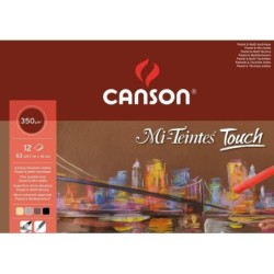Canson Mi-Teintes Touch Pad with 12 Sheets 350 g/m² - Size 29,7 x 42cm - Finely Textured Microabrasive Surface - FSC Certified