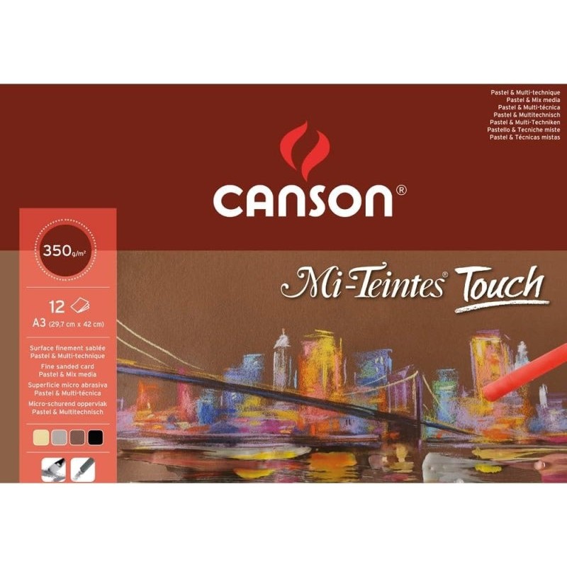 Canson Mi-Teintes Touch Pad with 12 Sheets 350 g/m² - Size 29,7 x 42cm - Finely Textured Microabrasive Surface - FSC Certified