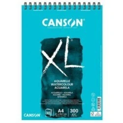 Álbum espiral de papel aquarela Canson XL de 30 folhas A5 de 300g - grão fino - cor branca