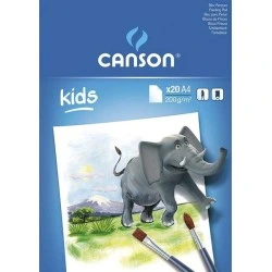 Canson Kids Painting Bloco colado de 20 folhas A4 - 21x29,7cm - 200g - Branco