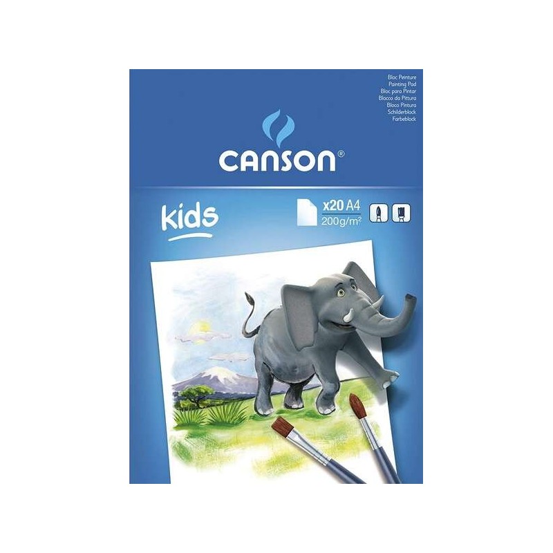 Canson Kids Painting Glued Pad of 20 A4 Sheets - 21x29,7cm - 200g - White