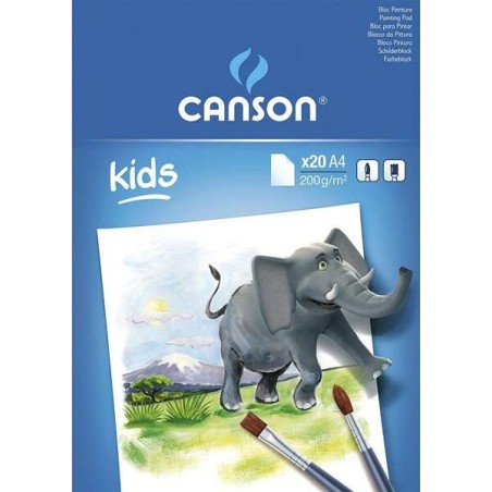 Canson Kids Painting Bloco colado de 20 folhas A4 - 21x29,7cm - 200g - Branco
