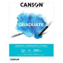 Bloco colado aquarela Canson Graduate de 20 folhas A4 - 250g - grão fino - cor branca