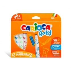 Carioca Baby Marker Pack de 12 Rotuladores - Punta Redonda y Bloqueada - Cuerpo de Gran Dimension - Superlavables