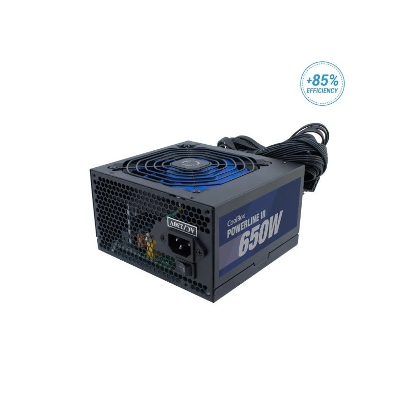 Coolbox PowerLine III 650W Fuente de Alimentacion 650W ATX 12V - PFC Activo - Ventilador 120mm