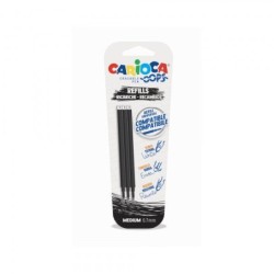 Carioca Oops Pack de 3 Recharges pour Stylo à Bille Effaçable - Encre Thermosensible - Pointe de 0.7mm - Compatibles avec Stylo