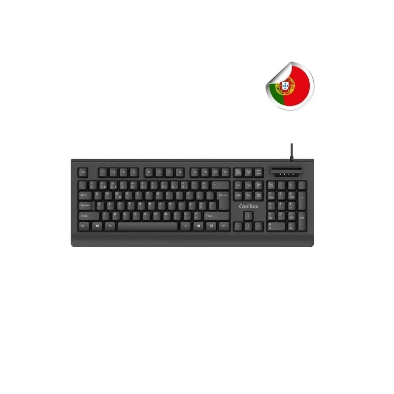 Coolbox TEC04DNIPT Teclado USB - Portugues - Lector Samartcard integrado - DNIe 4.0 y anteriores - Color Negro