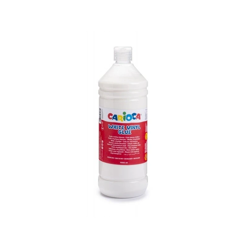 Cola Branca Carioca 1L - Tampa com Dispensador - Indicada para Papel e Cartão - Secagem Transparente - Cor Branca