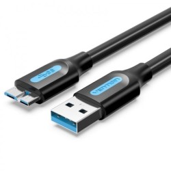 Cabo Vention USB 3.0 Macho para MicroUSB Macho - 2A - 10W - 5Gbps - 3m - Cor Preta