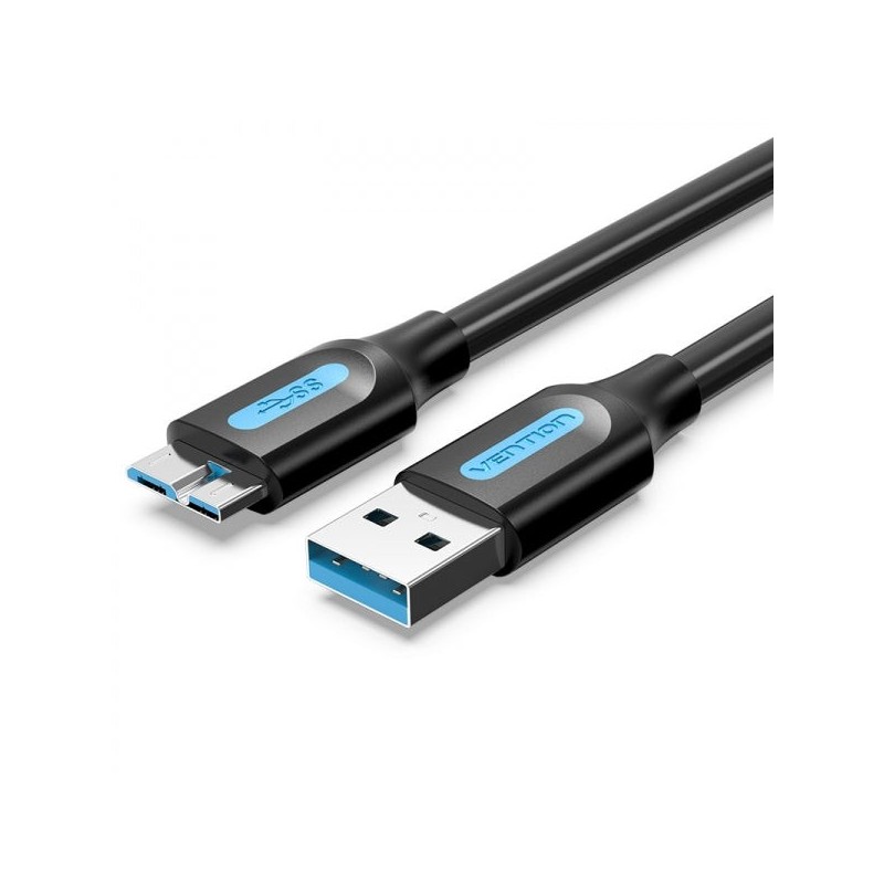 Cabo Vention USB 3.0 Macho para MicroUSB Macho - 2A - 10W - 5Gbps - 3m - Cor Preta