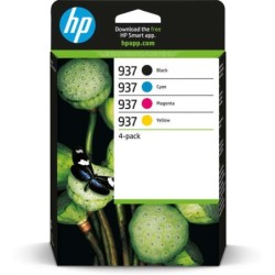 HP 937 Pack of 4 Original Ink Cartridges Black, Yellow, Magenta and Cyan - 6C400NE