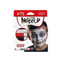 Carioca Mask Up Pacote assustador de 3 cores de pele - Cores brilhantes - Lavável - À base de água - Inclui dois tutoriais