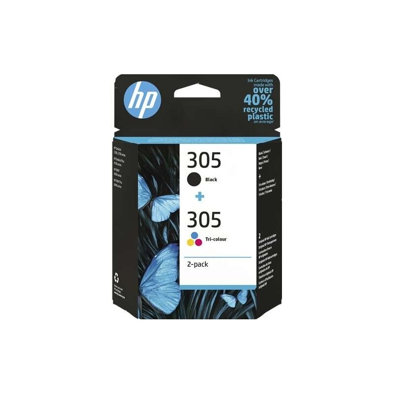 HP 305 Preto + Cor Pack de 2 Tinteiros Originais - 6ZD17AE