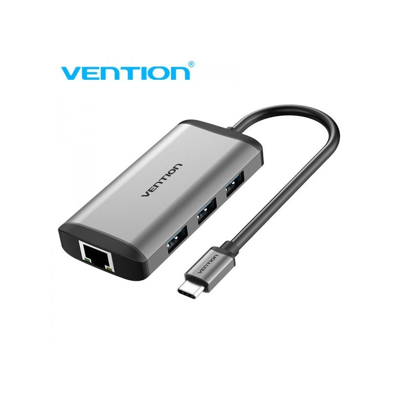 Vention Docking Station 6 en 1 USB-C a HDMI 4K/3xUSB3.0/RJ45/PD87W - 0.15m - Color Gris