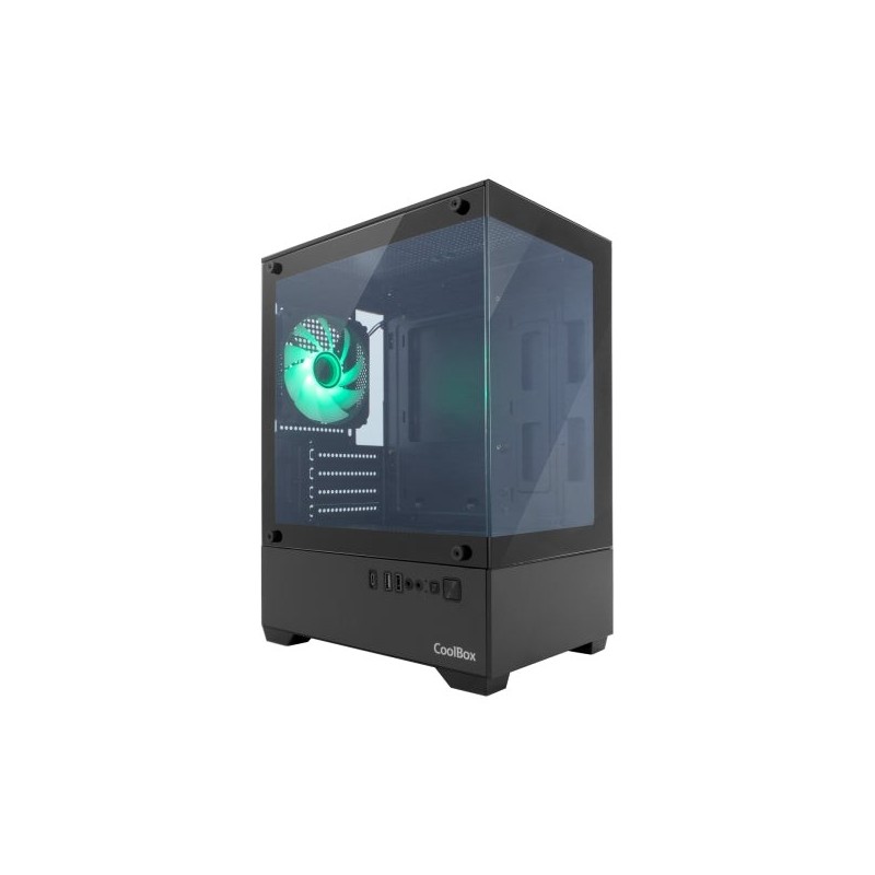 Coolbox GM200 Vision Lite Caja Mini Torre Micro ATX, Mini-ITX - Frontal y Lateral Cristal Templado - Tamaño HDD 3.5" y 2.5"