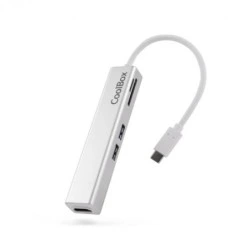 Coolbox miniDock 5 em 1 USB-C para HDMI /2xUSB3.0/1xMicroSD/1xSDPD - 0,14m - Cor cinzento metálico