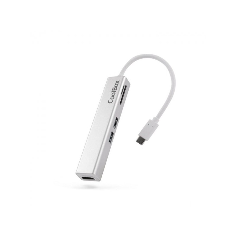 Coolbox miniDock 5 en 1 USB-C vers HDMI /2xUSB3.0/1xMicroSD/1xSDPD - 0.14m - Couleur Gris Métallisé