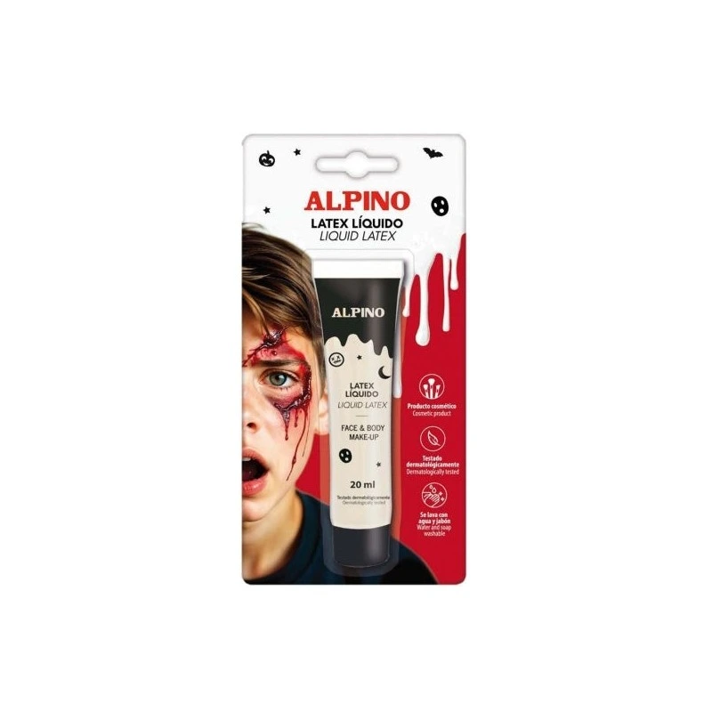 Alpino Bottle of Liquid Latex 20ml - When it dries it has a rubbery texture - Dries in minutes - Flexible -